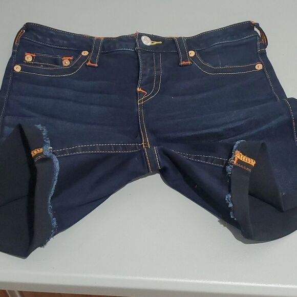 TRUE Religion dark wash 31x7 Jayde mid rise classic jean shorts - Picture 5 of 8